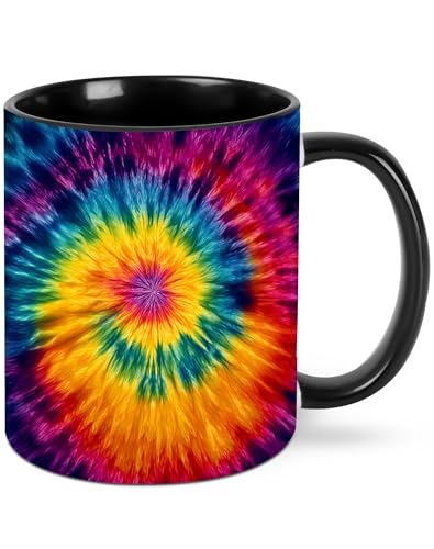 Tie Dye Coffee Mug 11OZ Funny Mugs Ceramic Tea Cup with Handle Novelty Gifts for Women for Home Office Travel