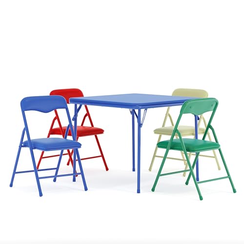 Flash Furniture Mindy Kids 5-Piece set Folding Square Table and Chairs Set for Daycare and...