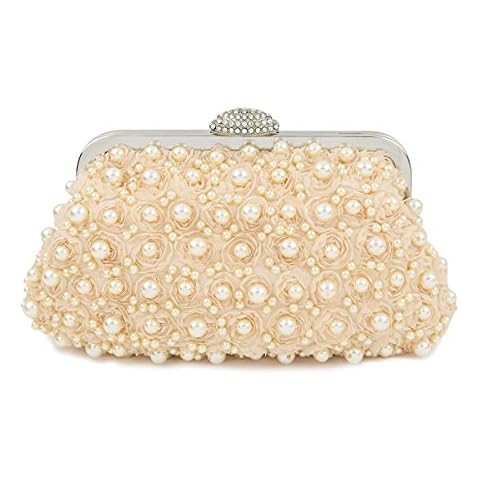 topfive Evening Clutch Purse Women Wallet Pearl Bag Clutch with Pearl Chain Wedding Party Bridal Handbag for Women (champagne) Cover