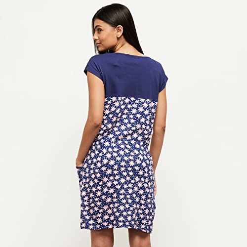 Image of Max Cotton Women's Printed Cap Sleeves Chemise Knee Length Nighty