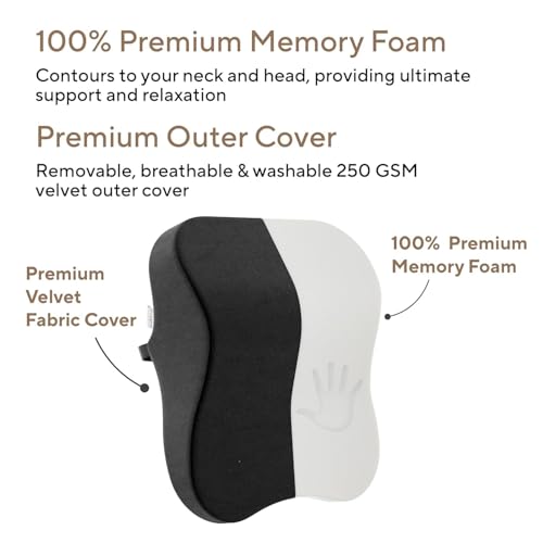 Image of Car Neck Pillow Memory Foam Support Cushion, Neck Pillow for Car Headrest, Car Seat Back Support for Long Drives, Cars Pillows for Back Side Comfort, Universal Fit Design (Black, 1 Set Pillow)