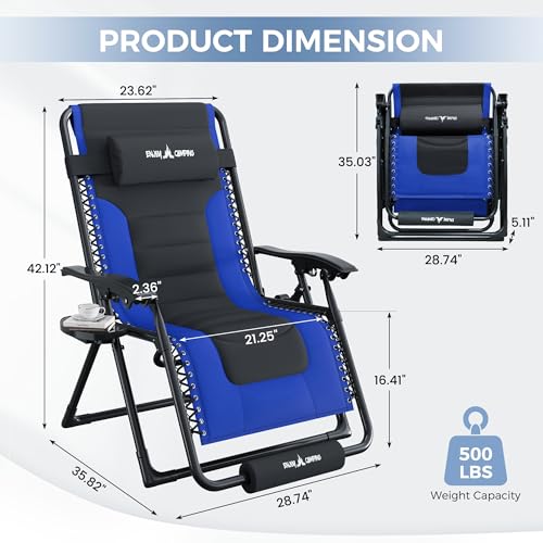 Image of UDPATIO Oversized Zero Gravity Chair Folding Padding Outdoor Recliner