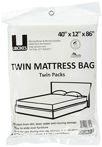 Uboxes Twin Size Mattress Covers, 40" x 12" x 86", Clear, 2 Pack