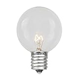 Novelty Lights 25 Pack G50 Outdoor Patio Globe Replacement Bulbs, Clear, E17/C9 Intermediate Base, 7...