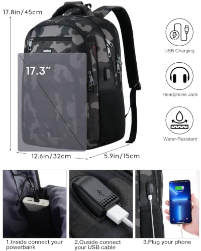 Image of kadilong Travel Laptop Backpack for Men Business Anti Theft,School Backpack Bookbag College for Boys Fits 17.3 Inch Notebook