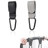 QOWUXHZ 2 Pezzi Ganci Passeggino Passeggino Ganci Universale Fit Per Appendere Vostro Shopping Bags Zaino Passeggino Accessori Nero Grigio