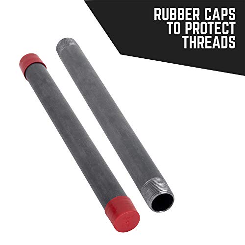 Pipe Décor 1/2” X 24” Malleable Cast Iron Pipe, Pre Cut Connectors, Industrial Steel Grey Fits Standard Half Inch Black Threaded Pipes Nipples And Fittings, Build Vintage Diy Furniture, 6 Pack #TOP7