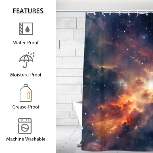 Rideau de douche imperméable polyester lavable en machine grand format 183x183cm orange rouge