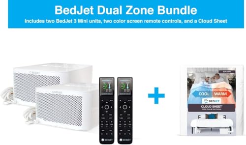 Image of BedJet 3 Dual Zone System Climate Comfort for Beds, Bundle with 2 Mini Units + Cloud Sheet (Queen /Full Size; Separate Temp Control for Each Side)