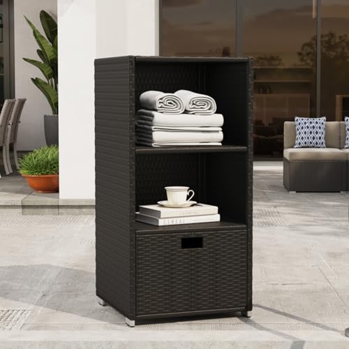 Outdoor Pool Towel Rack with Storage Shelves