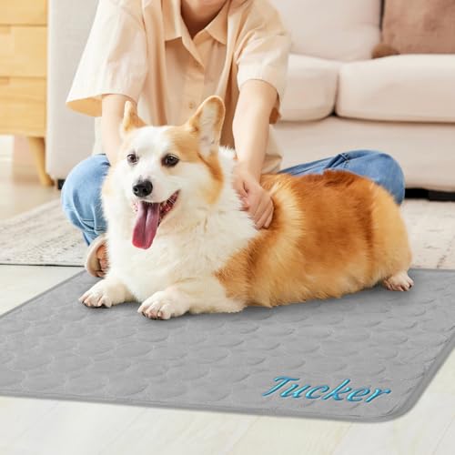 NIBESSER Kühlmatte für Hunde Personalisiert Selbst Kühlende Hundematte rutschfest Hundematte mit Name Stickerei Tragbar Kühldecke für Hunde Katzen