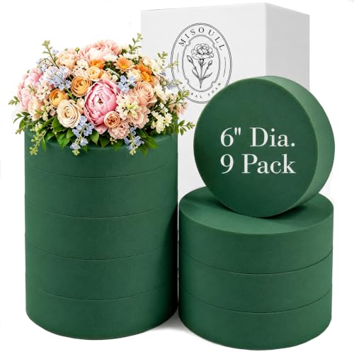 6" Round Floral Foam Blocks for Fresh & Artificial Flowers (9 Pack)