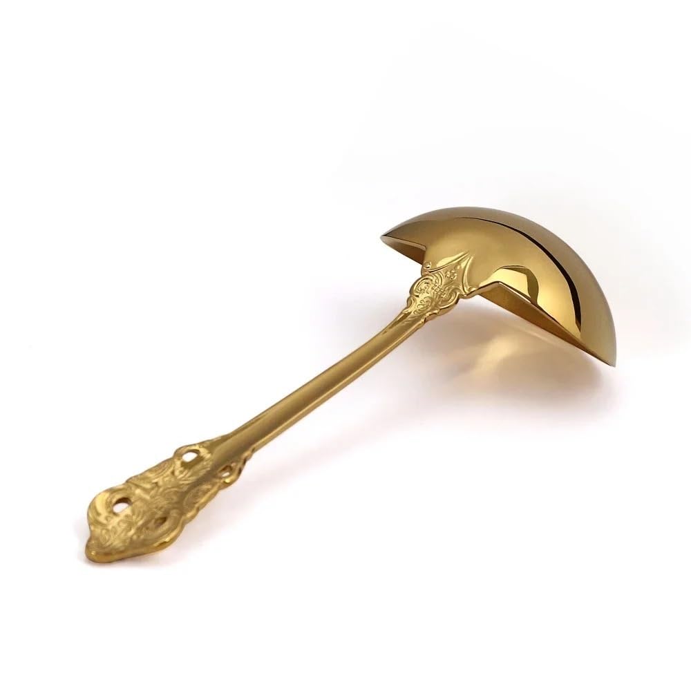 Cucharón de sopa de acero inoxidable, herramienta de cuchara de cocina duradera para cocinar y entretener, diseño resistente, vajilla elegante para servir