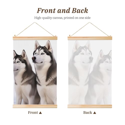 Impression sur toile de chiens husky avec cadre en bois 91,4x61 cm