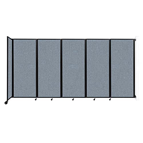 Wall-Mounted Folding Room Divider 360 | Adjustable Widths | Locking Wheels | Room Separator | Up to 14' Wide x 6'10" Tall Powder Blue Fabric Panels Wall-Mounted Folding Room Divider 360 | Adjustable Widths | Locking Wheels | Room Separator | Up to 14' Wide x 6'10" Tall Powder Blue Fabric Panels