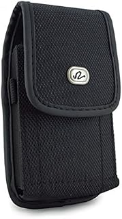 Vertical Pouch for Smartphone or Device Up to 5.20x2.95x0.75 Inch in Dimensions, a Heavy Duty Rugged Nylon Canvas Carrying Case with Belt Clip, Hook-and-Loop Fastener