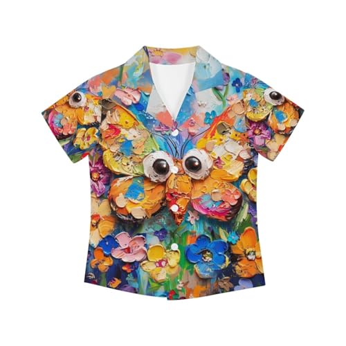 Image of PinUp Angel Funky Casual Hawaiian Shirt Kids Boys Girls Art Oil Painting Animal Pattern Short Sleeve Unisex Beach Shirt