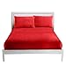Price comparison product image GC GAVENO CAVAILIA Fitted Sheet Single Bed (91x193 cm) - Cozy Teddy Bear Bedding Fleece Fitted Sheets, Soft Fluffy Plain Single Bed Sheet 25cm Deep Elastic Corners - Washable & Easycare, Red
