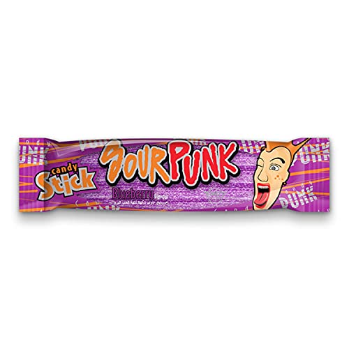 Image of Sour Punk Candy Sticks, Blueberry Flavor - Pack Of 12 (40G Each), Sweet And Sour Chewy Candies || Party Treats Pack || Share With Freinds And Family, 480 Gram