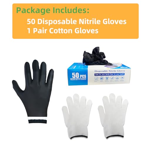 GEEKHOM Nitrile Gloves XL 50PCS - Large Disposable Food Safe Gloves for BBQ, Cooking & Grilling, Heat Resistant with Cotton Liners, Reusable for Meat Handling, Smoker, Bakery