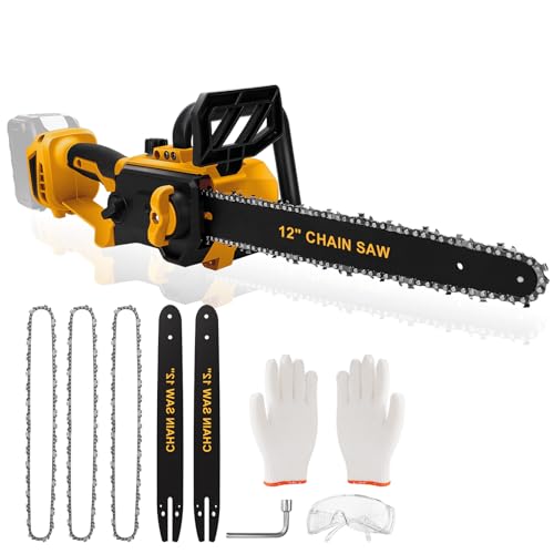 WingFly Motosierra con batería de 12 pulgadas, compatible con Dewalt 18 V, 20 V, motosierra eléctrica con motor sin escobillas, hoja de sierra de 30 cm, velocidad de cadena de 10 m/s, sistema de