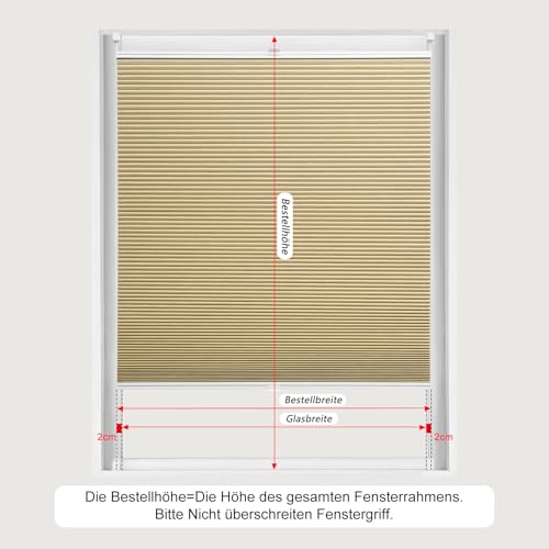 WOLTU Wabenplissee ohne Bohren verdunkelung, 100 x 120 cm, Beige-Weiß – Ansicht 6