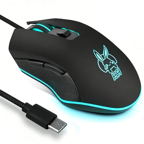 Ratón para juegos con cable tipo C, diseño silencioso y retroiluminación SRAYG