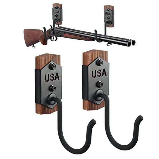 VIEWAY Horizontal Gun Rack Wall Mount Hook for Rifle, Shotgun Bow Storage Display Hangers, Solid Wood Heavy Duty Steel -MK886A