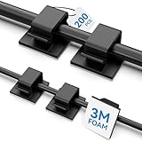 200 PCS Adhesive Cable Clips Black (Small & Large), Upgraded Wall Wire Holder for Cord Organizer Cable Management Under Desk, Outdoor Light Clips Hooks for LED, Car Dash Cam, HDMI, Extension Cord