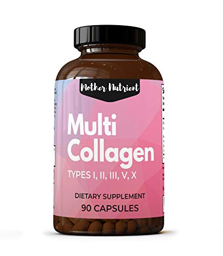 Mother Nutrient Hydrolyzed Multi-Collagen Supplement for Women 5 Types of Collagen Peptides — Odorless and Tasteless Natural Hydrolyzed Collagen Formula — 45-Day Supply (90 Capsules)