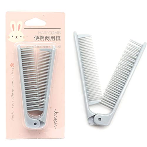 Dofash 1Pcs Portable Travel Folding Hair Brush Pocket Size Hair Comb Double Headed Anti-Static Comb for Thick, Thin Hair (Light Blue)