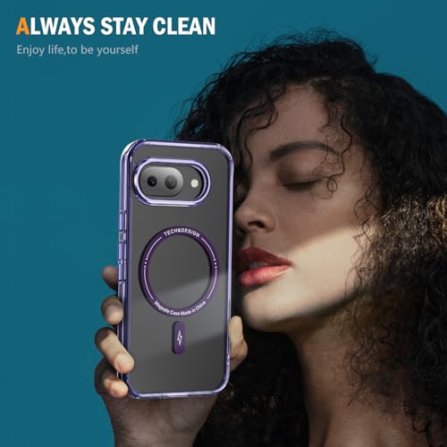 Coque aimantée Google Pixel 9a compatible MagSafe antichoc transparente violette - 3