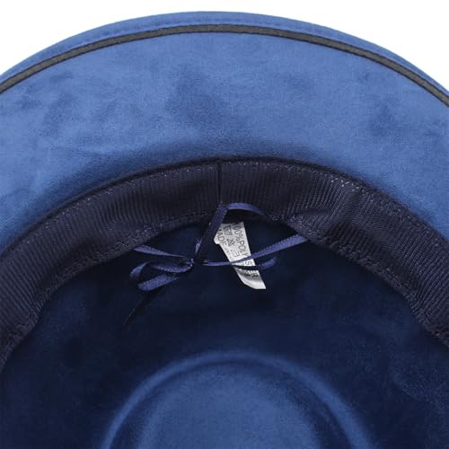 Image of Unisex Western Suede Cowboy Cowgirl Hat Classic Wide Brim Fedora Hat for Men &Women