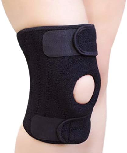 BeeChamp Adjustable Neoprene Knee Support Kneecap Compression Sleeve Open Patella Brace, for 15"-21" Knee, Size L, Black