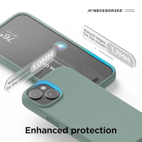 Image of Liquid Silicone Case Compatible with iPhone 15 Plus Case, Full Body Protective Cover, Shockproof, Slim Phone Case, Anti-Scratch Soft Microfiber Lining, 6.7 inch (MidninghtGreen)