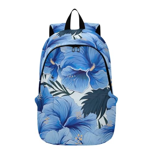 MCHIVER Travel Backpack Hibiscus Flower Leaf Tropical Casual Daypack Backpacks Lightweight Carry on Bag Water Resistant Hiking Backpack for Men Women