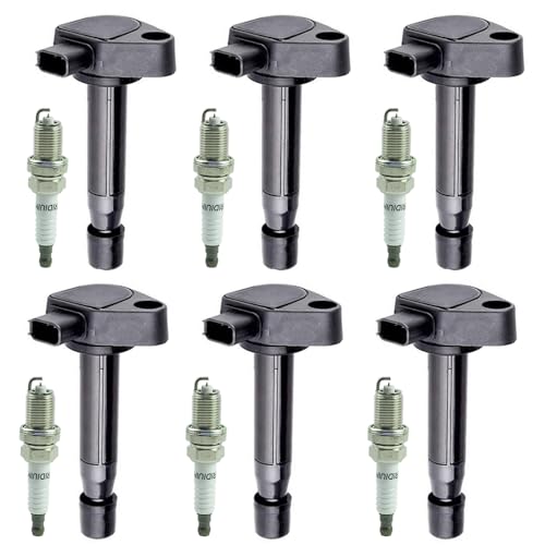 Image of 6PCS UF242 Ignition Coil Pack with Spark Plugs Compatible with 1999-2010 Acura CL EL MDX RL TL Honda Accord Civic Odyssey Pilot Ridgeline Saturn Vue V6 3.2L 3.5L L4 1.7L 3.0L