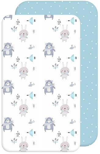 Lovely Hippo Draps Housses Cododo Compatible Next2Me - Drap House cododo 100% Coton (50 x 83 cm, Animaux Bleus)