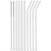 ALINK Skinny Clear Glass Straws, 10.5" x 7 mm Long Reusable Drinking Straws for 30 oz RTIC/YETI Tumblers, Starbucks Cups, Mason Jars, Pack of 8 with Cleaning Brush and Silicone Tips