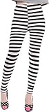 EPGU Women's Black and White Stripes Full Length Summer Leggings, Cross Stripe