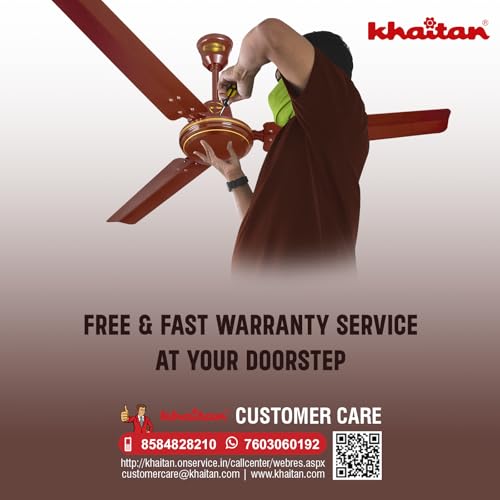 Image of Khaitan ECR - 1200mm Hi-Speed Ceiling Fan | Star Rated Energy Saving | Pure Copper Motor | Ultra-Durable & Reliable | Silent Performance | Low Power Consumption | 2-Year Warranty | Brown, (Pack of 1)