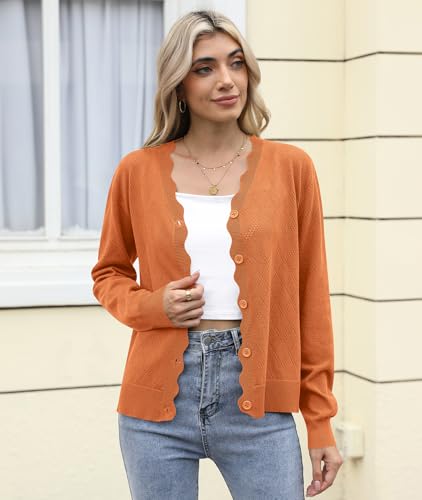 LILBETTER Women's Button Down Cardigan Long Sleeve Casual V-Neck Soft Knit Lightweight Cardigans Sweater2