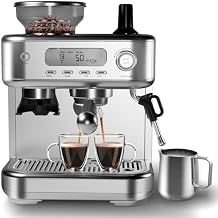 Professional Home Espresso Machine 20 Bar,Equipped with Grinder, High-Power Milk Frother, Digital LCD Display and Stainless Steel Construction