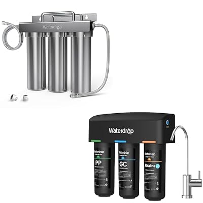 Waterdrop TST+TSB-ALK 8 Layer High Capacity Under Sink Water Filter, Reduces PFAS, PFOA/PFOS, Fluoride, Chlorine, Bad Taste & Odor, with Dedicated Faucet, Under Sink Water Filter,Bundle