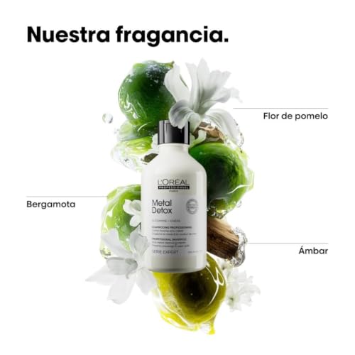 Miniatura 4 de L'Oréal Professionnel, Champú Profesional Sin Sulfatos, para Cabello Dañado o Decolorado, Color Duradero y Brillante, Cabello Más Fuerte e Hidratado, Metal Detox, 300 ml