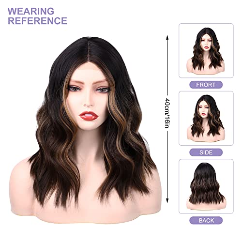 Brynnl 16in parrucche dorate ricci naturali,Breve