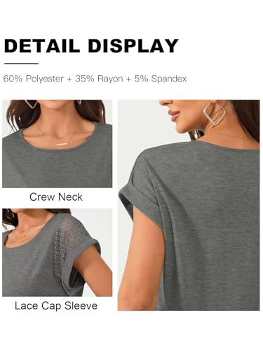 Image of Bliwov Womens Tops Lace Cap Sleeve T Shirts,Cute Trendy Casual,Beach Vacation Outfits,Summer Spring Fashion Clothes