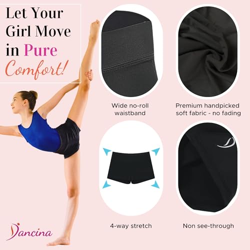 Dancina Gymnastics Shorts Athletic Dance Wear - Little Big Girls Classic and Metallic Sparkle2