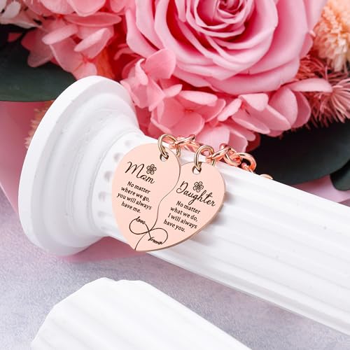 Image of 2Pcs Mother Daughter Heart Matching Keyring Keychain Set Gifts For Mom Christmas Mothers Day Gifts from Daughter