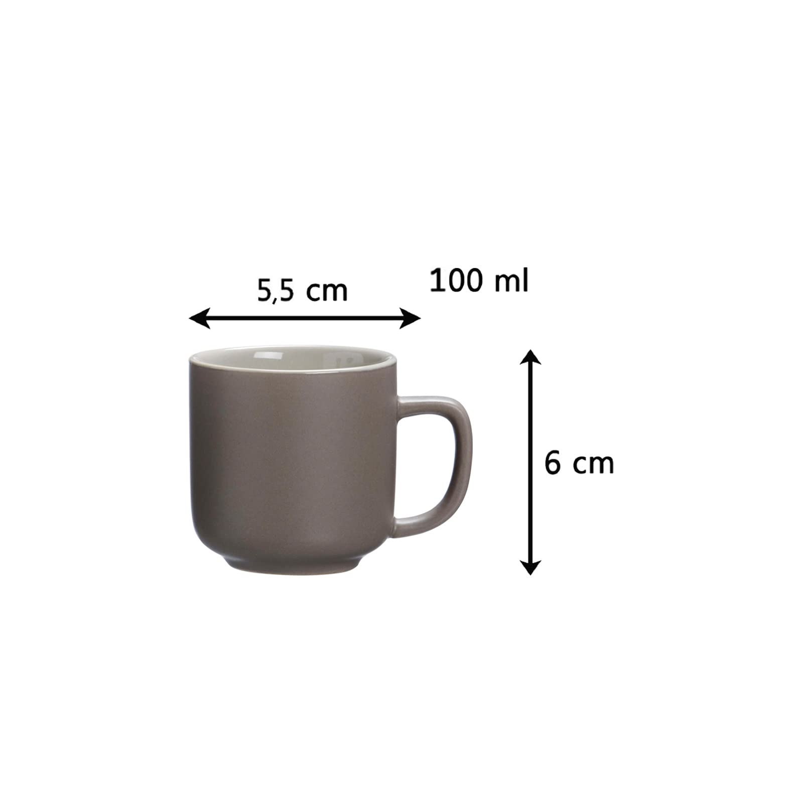 Ritzenhoff & Breker Set di 6 tazze da caffè Jasper, tortora, 100 ml, tazze da moca in gres, soft touch e smalto opaco